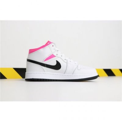 Nike Bayan Air Jordan 1 Mid Gs Pembe / Siyah Basketbol Ayakkabısı Türkiye - RYKJFB7K